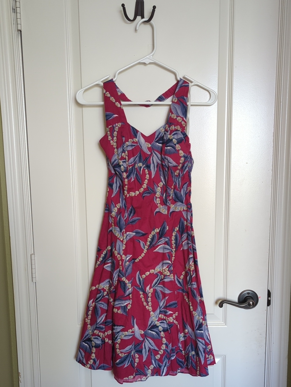 Magenta Hilo Hattie Hawaiian Floral Halter Dress